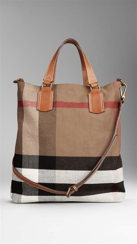 burberry tote prices|burberry checked canvas tote bag.